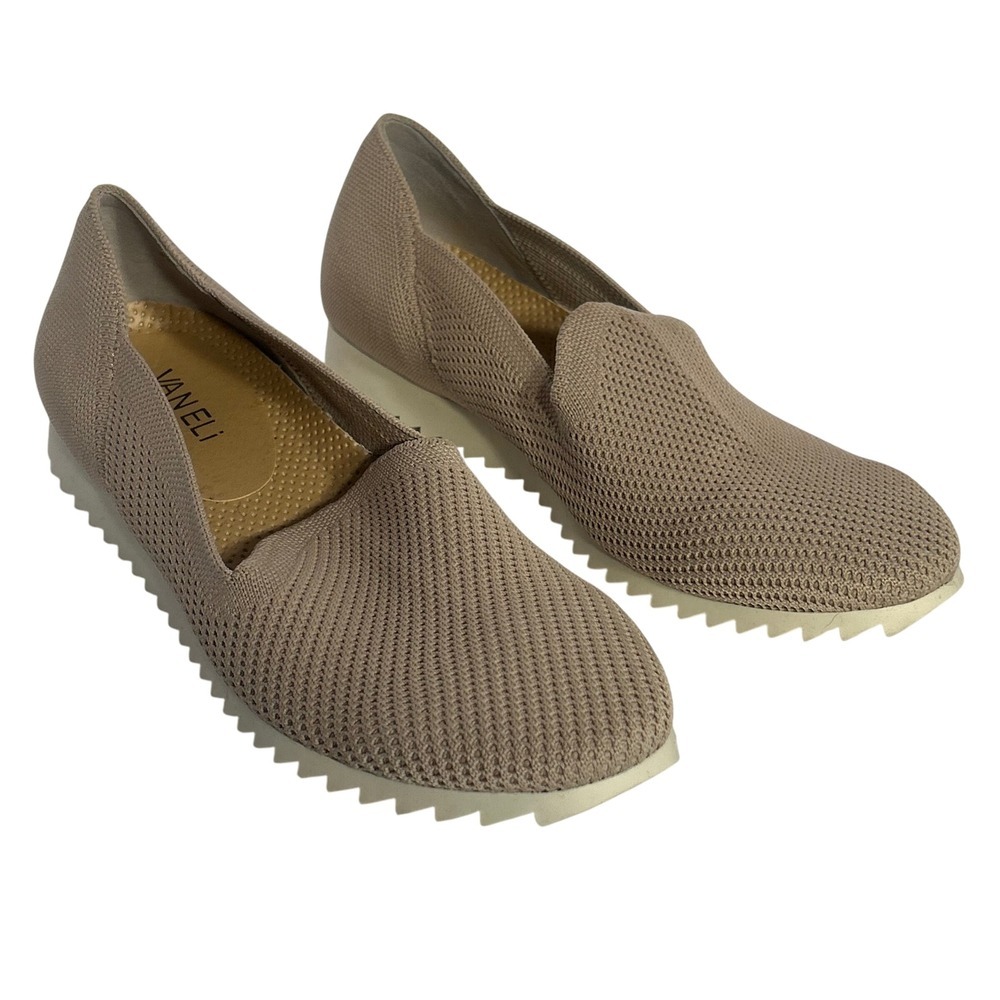 Vaneli Women's Beige Knit Slip On Flats Loafers Shoes‎ Size 7M